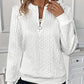 Women's Casual Half Zip Up Jacquard Design Sweatshirt