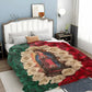 Virgin Mary & Roses Flannel Throw Blanket