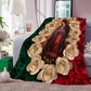 Virgin Mary & Roses Flannel Throw Blanket