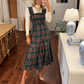Women’s Chic Plaid Ruffled Spaghetti Strap Dress