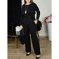 Women's Tie-Waist Tunic & Wide Leg Pant Set