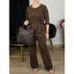 Women's Tie-Waist Tunic & Wide Leg Pant Set