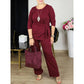Women's Tie-Waist Tunic & Wide Leg Pant Set