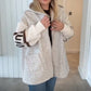 Women's Casual Spliced Knit Zip Hooded Coat