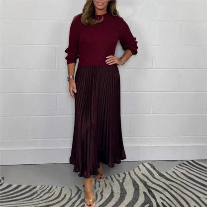 💕Women's Long Sleeve Jumper & Pleated Bottom Dress