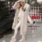 Women's Long Plush-Collar Quilted Puffer Coat