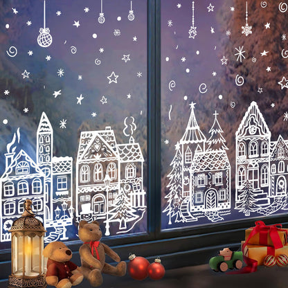 Christmas Village Window Cling Set