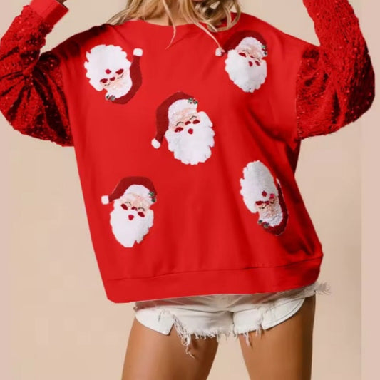 Women's Christmas Sequin Long Sleeve Sweatshirt
