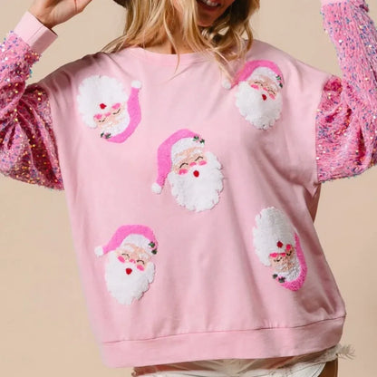 Women's Christmas Sequin Long Sleeve Sweatshirt