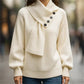 Unisex Casual Ribbed Sweater with Detachable Scarf
