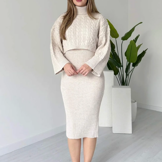 Slim-Fit Knit Dress with Matching Sweater