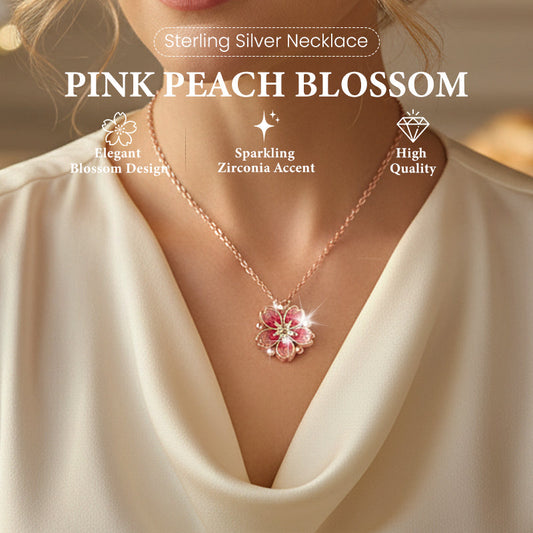 Pink Peach Blossom Sterling Silver Necklace