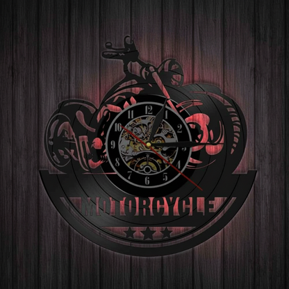 Retro Motorcycle Vinyl Record Wall Clock