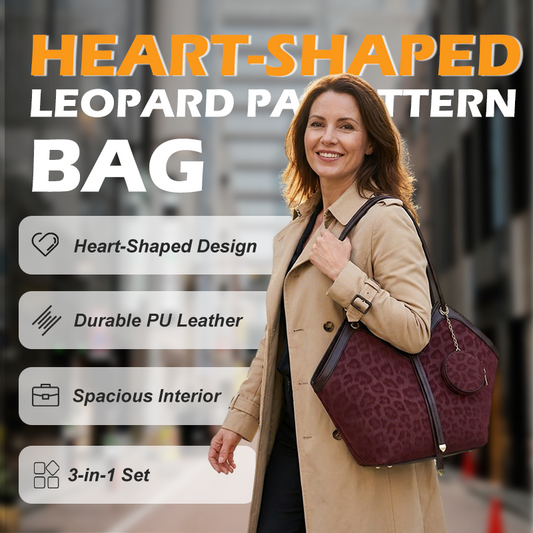 Chic Heart-Shaped Tote Bag with Leopard Pattern