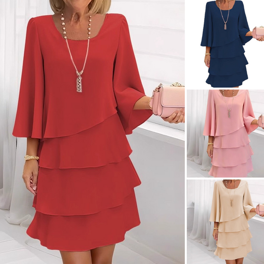 💃LAST DAY SAEL 40% OFF!!✨Women's Tiered Ruffle Dress with Flared Sleeves