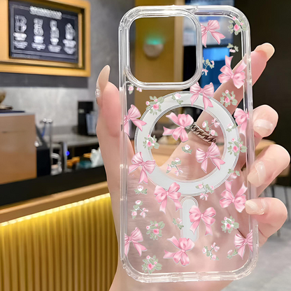 ✨🎀Clear Magnetic Phone Case with Bowknot Pattern📱