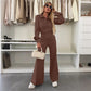 Women's Lapel Top and Wide-Leg Pants Set