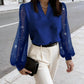 V-Neck Top with Sheer Sequin Sleeves