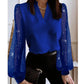 V-Neck Top with Sheer Sequin Sleeves