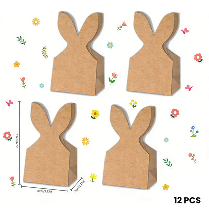 24-Pack Easter Bunny Paper Gift Bags with Ribbons