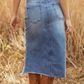 💎 50% OFF! 💎 Women's High-Waist Ripped Denim Midi Skirt – Asymmetrical Hem, Distressed Details & Flattering Fit 👖✨