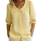 Embroidered Floral Retro Collar Shirt