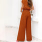 Women's V-Neck Tie-Front Top & Wide-Leg Pants Set