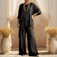 Women's Two-Piece Loose Fit Outfit with Asymmetrical Top