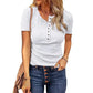 Women's Short Sleeve Henley Ribbed Knit Top