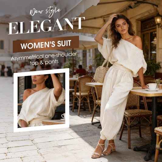 ✨2026 New Arrival💟Women's Asymmetrical One-Shoulder Top & Pants Set