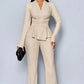 Women's Peplum Top & Pants 2-Piece Set