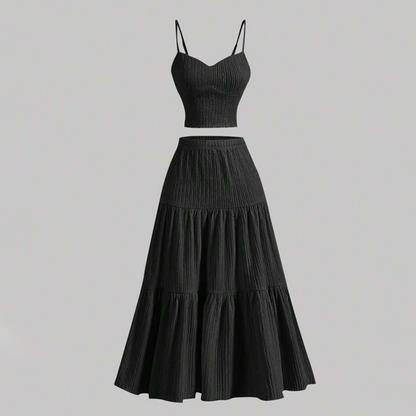 High Waist A-Line Skirt and Cami Top Set
