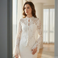 Elegant Hollow-Out Lace Blouse with Bell Sleeves