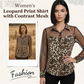 🐆 50% OFF! 👚 Women's Leopard Print Shirt with Contrast Mesh – Long Sleeve, Office-to-Evening Versatility ✨