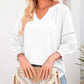 ✨ 50% OFF NOW! 🌸 Women's Casual V-Neck Lantern Sleeve Top – Hollow-Out Detail, Smocked Cuffs & Breathable Texture