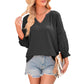 ✨ 50% OFF NOW! 🌸 Women's Casual V-Neck Lantern Sleeve Top – Hollow-Out Detail, Smocked Cuffs & Breathable Texture