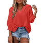 ✨ 50% OFF NOW! 🌸 Women's Casual V-Neck Lantern Sleeve Top – Hollow-Out Detail, Smocked Cuffs & Breathable Texture
