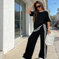 Women's Striped Top & Wide-Leg Pants Set