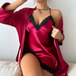 Lace-Trim Sexy Chemise & Robe Set
