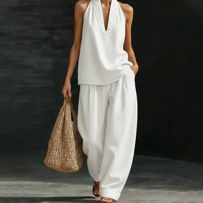 ⚡️Hot Sale Deals⚡️Women's Casual Halter Top & Wide-Leg Pants Set