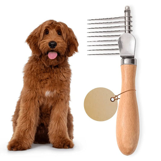 Pet Detangling Brush with Long Steel Blades for Dog & Cat