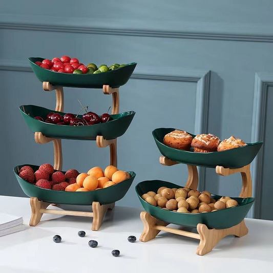 3-Tier Fruit Bowl with Wooden Stand