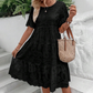 Women's Solid Round Neck Floral Cut-Out Dress