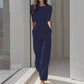 Solid Color Wide-Legged Jumpsuit for Women
