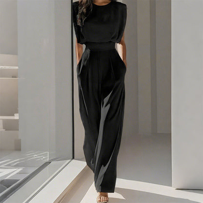 Solid Color Wide-Legged Jumpsuit for Women