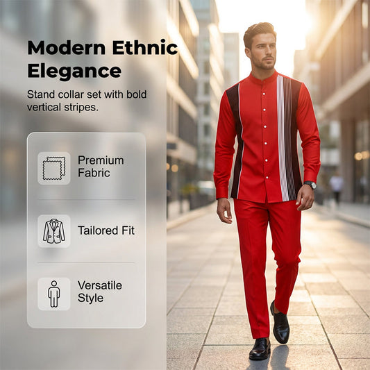 Men's Striped Shirt & Pants 2-Piece Set