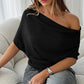 👚 Women's Asymmetrical Off-Shoulder Batwing Top – Chic Drama & Soft Comfort 🦇✨