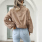 Women's Cropped Corduroy Jacket with Balloon Sleeves