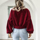 Women's Cropped Corduroy Jacket with Balloon Sleeves