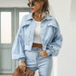 Women's Cropped Corduroy Jacket with Balloon Sleeves
